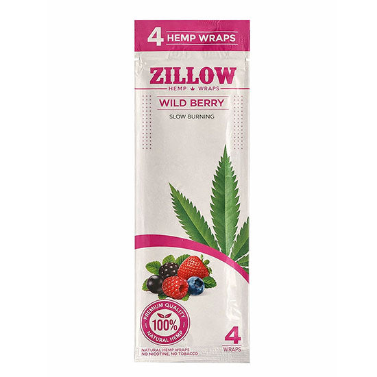 Zillow | Hemp Wraps – 4 Count (20 Packs / Box) Leaf Wrap LEHIGH WHOLESALE WILD BERRY