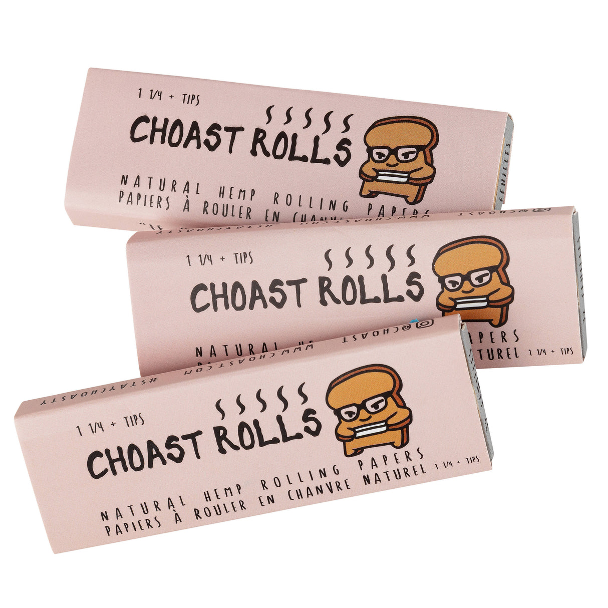 Choast Rolls - 1 1/4 Size - Natural Hemp Papers - 22 Packs Per Carton 1 - 1/4" Size Choast