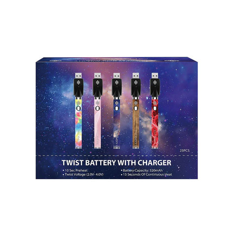 Karma | Stix Powered By Yocan-Display of 25 (5 Designs) 510 Battery Maq Distributors