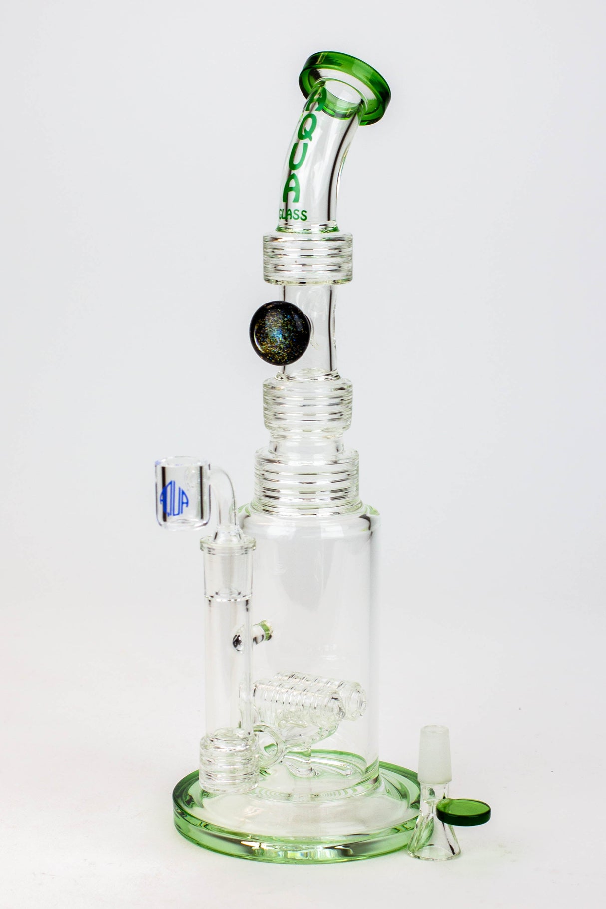 13" AQUA Glass / 2-in-1 / 7mm glass water bong Glass Bong Canadian Distributor Green