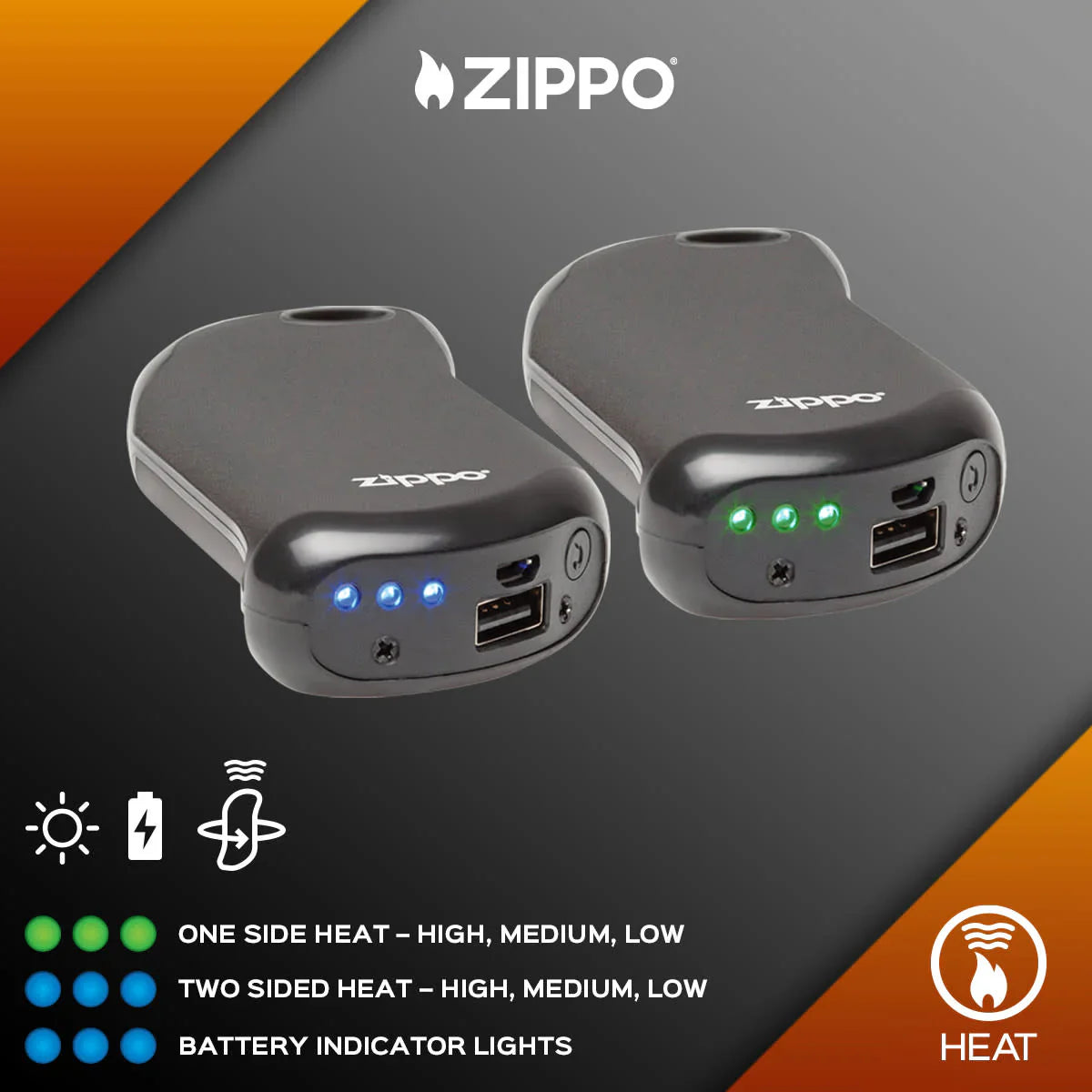 Zippo HeatBank® 9s Rechargeable Hand Warmer - Silver 40595 Battery ONE