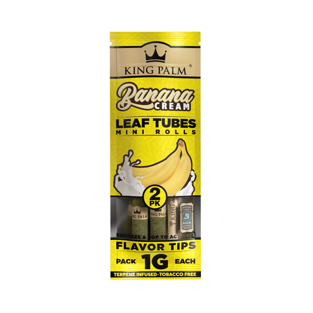 King Palm | 2 Mini Hand-Rolled with flavor tips Box of 20 Leaf Wrap Cannatron Banana Cream