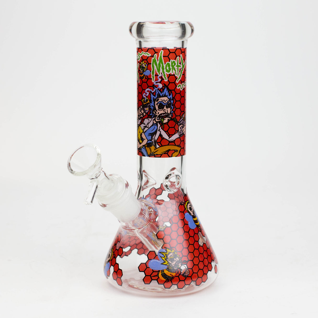 8" NM Cartoon glass water bong - Beehive Glass Bong BANKA Red