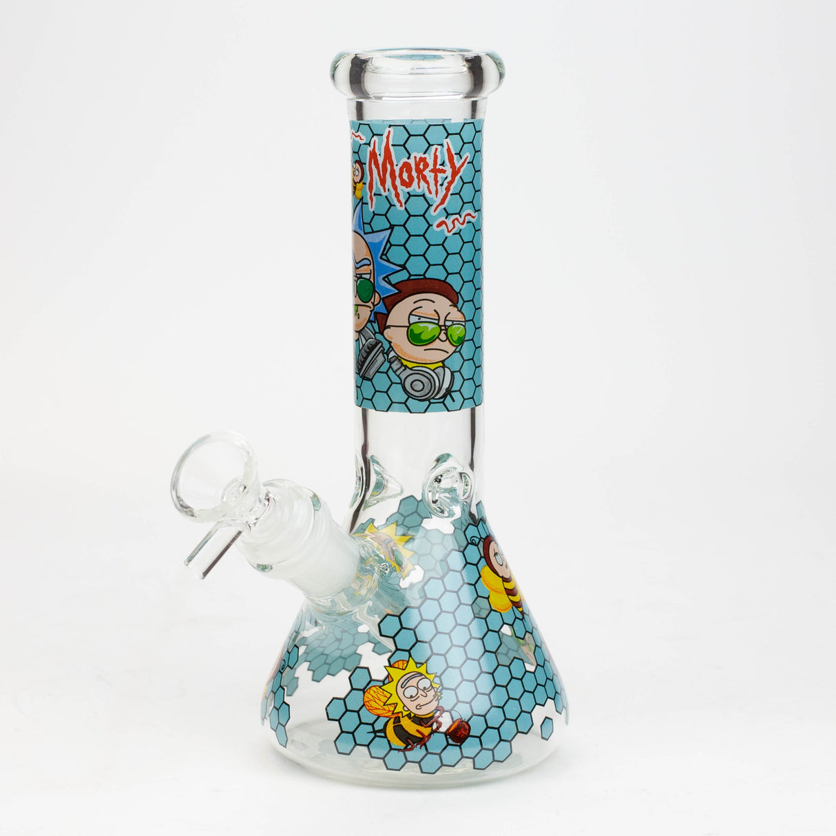 8" NM Cartoon glass water bong - Beehive Glass Bong BANKA Sky Blue