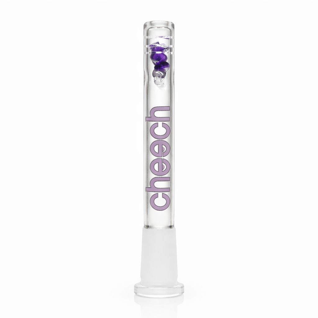 Cheech | 5.5" Diamond Downstems with Diffusion Cuts Downstem · Bowlstem Smoking Cat Distribution Purple