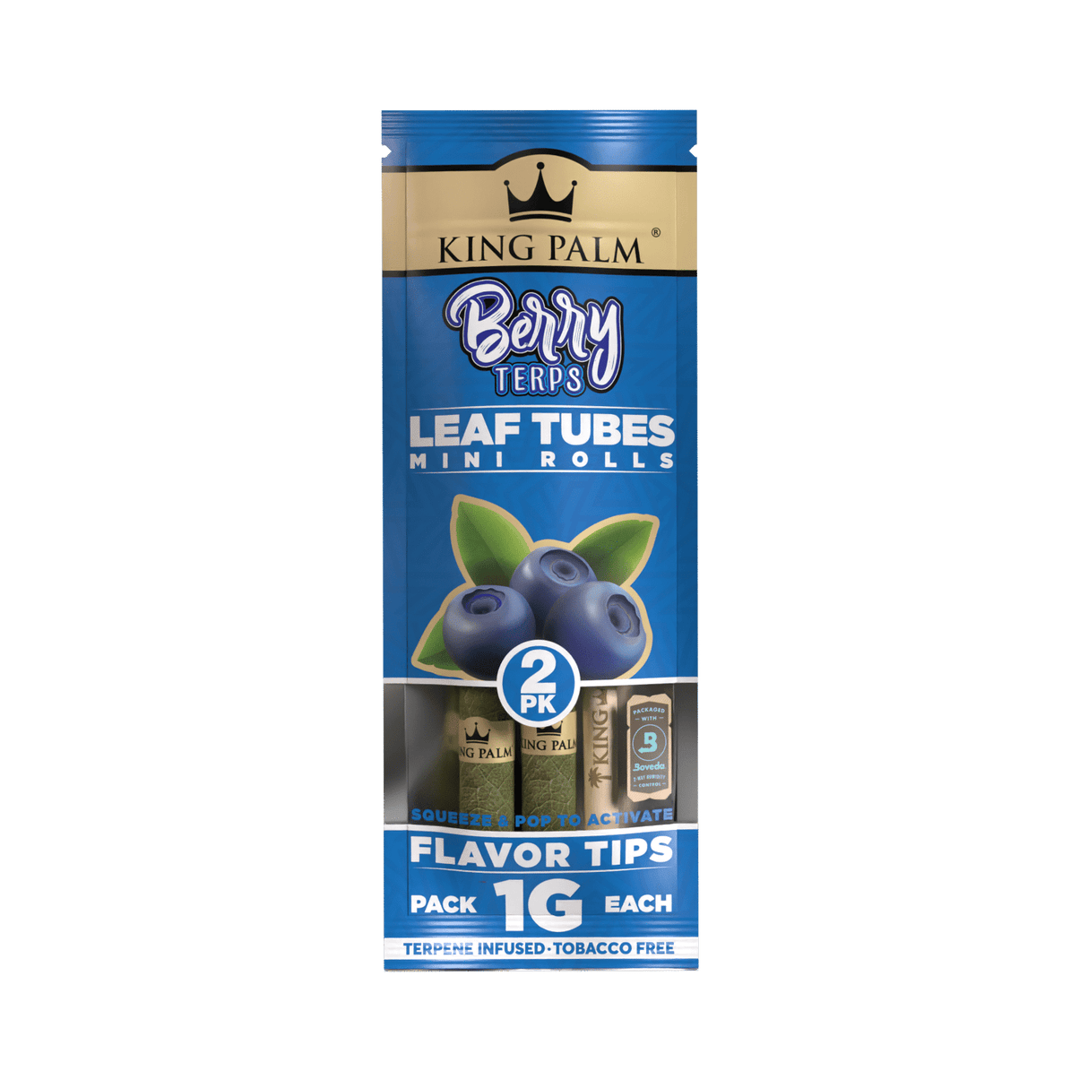 King Palm | 2 Mini Hand-Rolled with flavor tips Box of 20 Leaf Wrap Cannatron Berry Terps