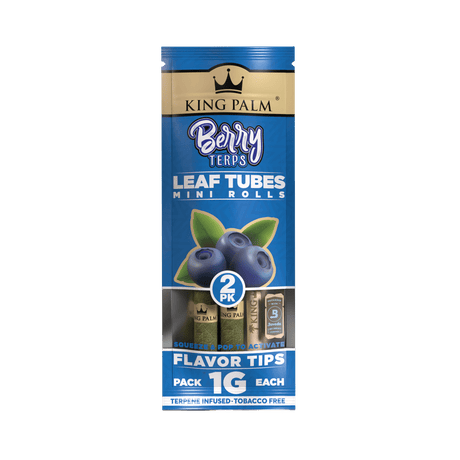 King Palm | 2 Mini Hand-Rolled with flavor tips Box of 20 Leaf Wrap Cannatron Berry Terps