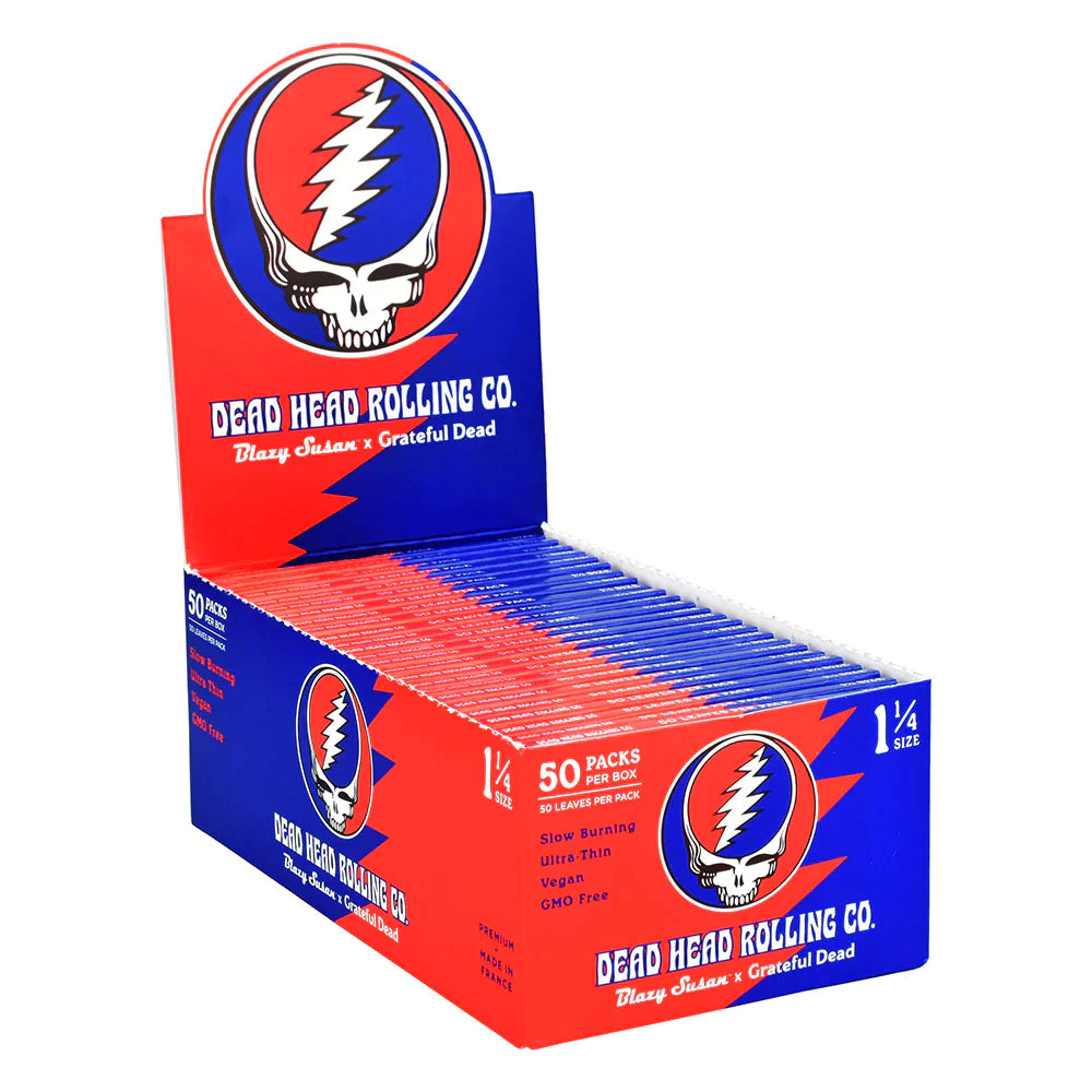 Blazy Susan | Grateful Dead 1 1/4" Rolling Papers Box of 50 1 - 1/4" Size Smoking Cat Distribution