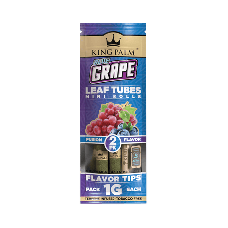 King Palm | 2 Mini Hand-Rolled with flavor tips Box of 20 Leaf Wrap Cannatron Blue Grape