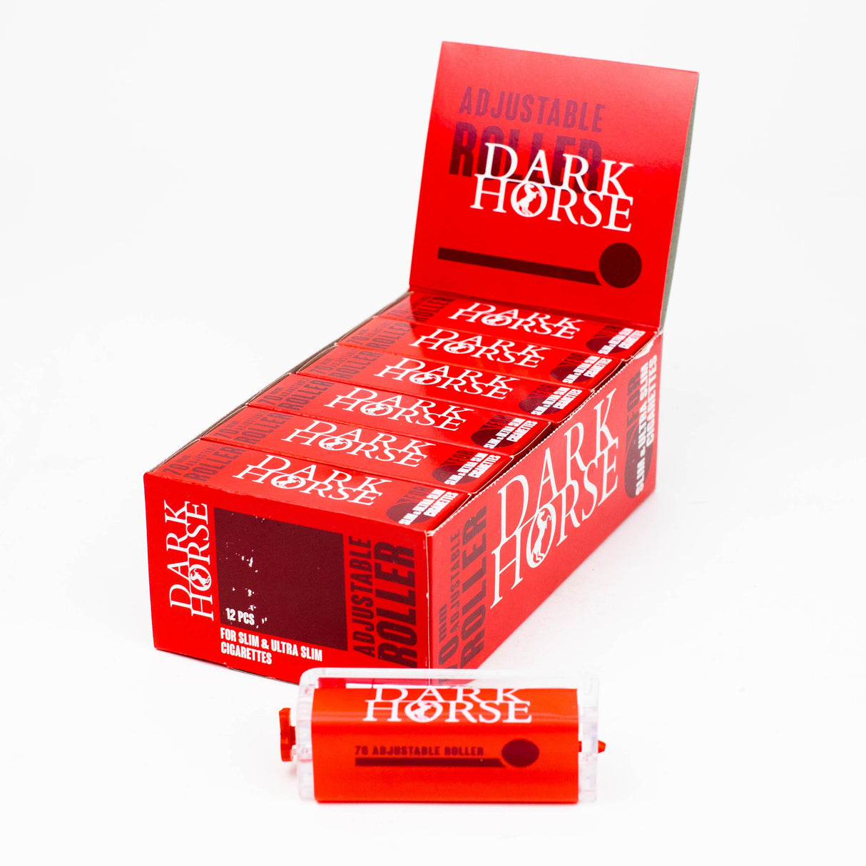 Adjustable 70 mm DARK HORSE roller for Slim and Ultra slim cigarettes - RED Roller BANKA Box of 12