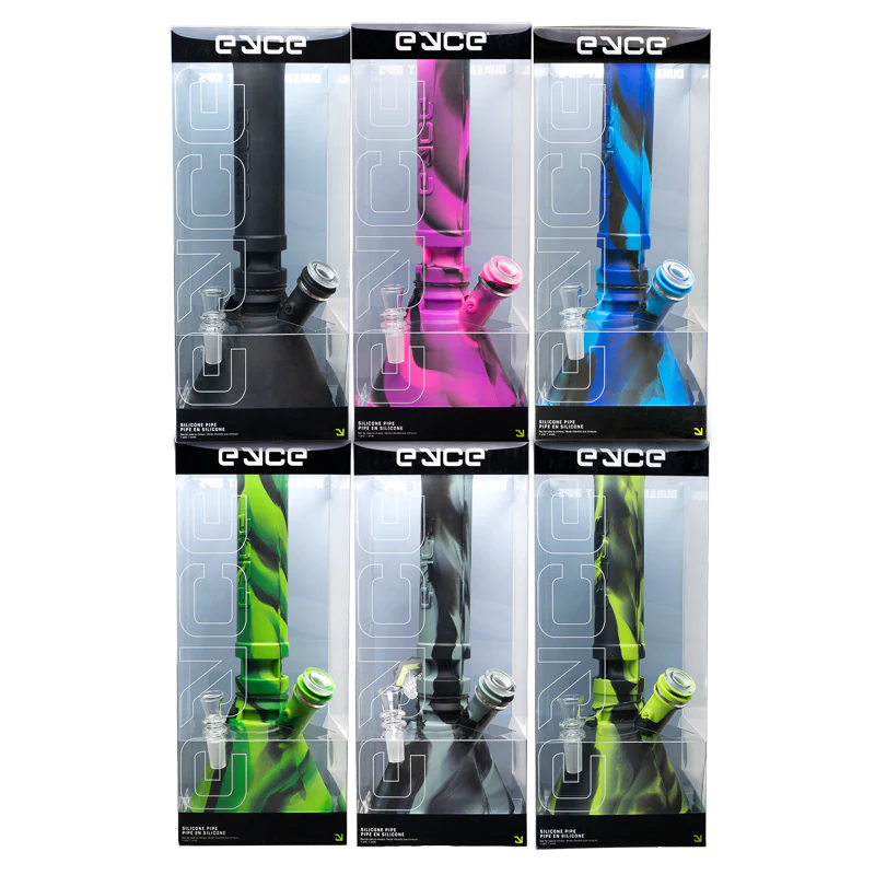 Eyce | 12" Beaker Display – Box of 6 (Assorted) Resin · Silicone · Plastic Bong Synergy Innovation