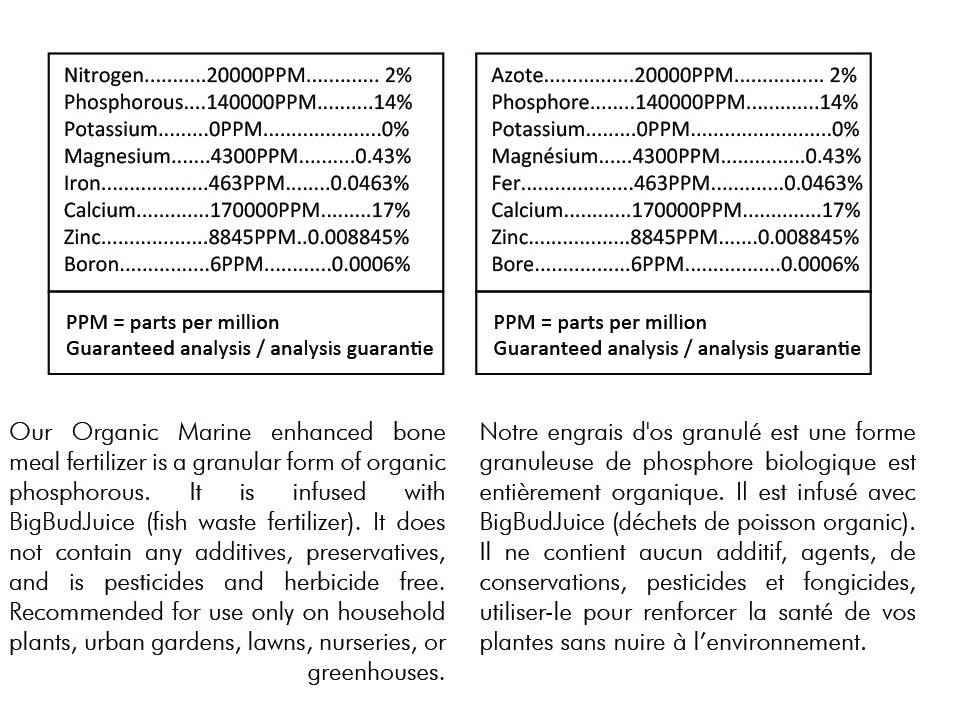 BudJuice - Grow 2-14-0 Organic Fertilizer Bone Meal based Phosphorus Nutrition ONE