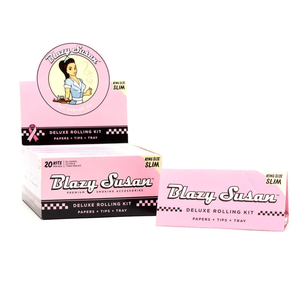Blazy Susan | Pink Deluxe Rolling Kit King Size box of 20 King Size Smoking Cat Distribution