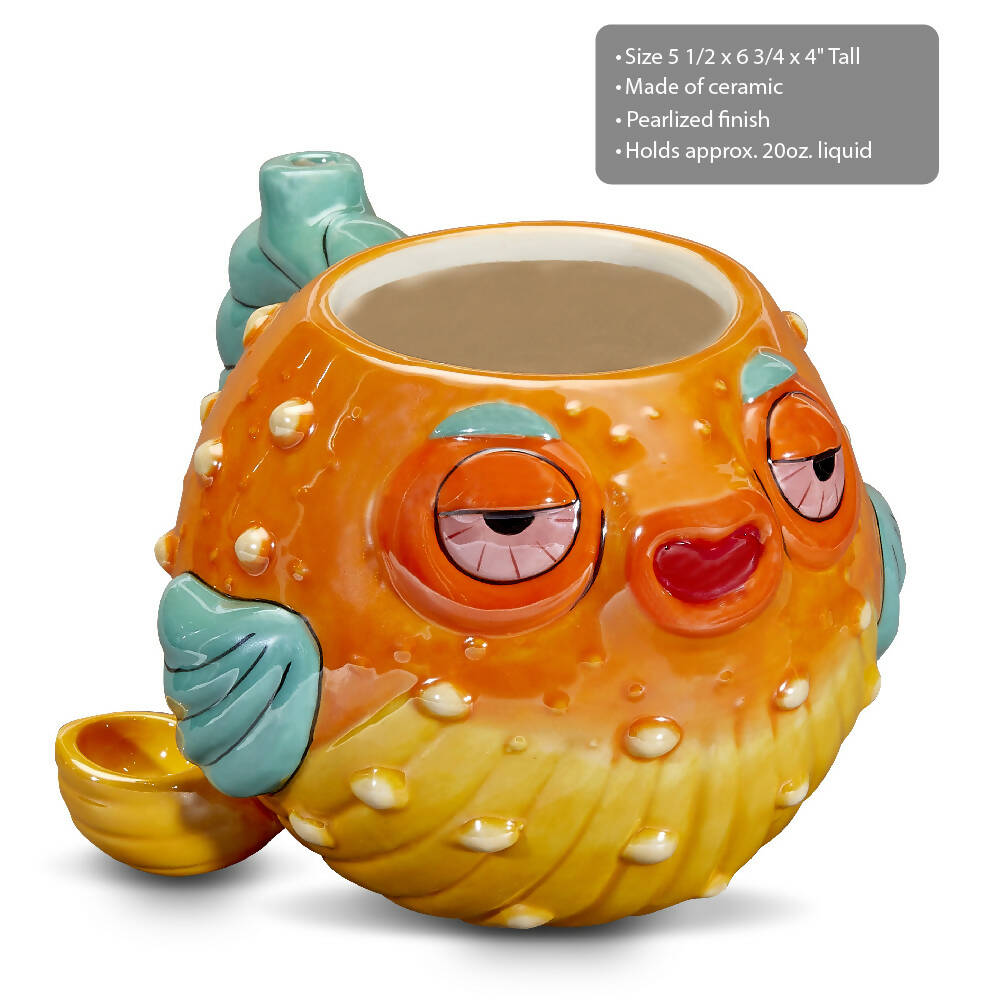 Stoned pufferfish mug pipe Mug Pipe Roast and Toast Gifts