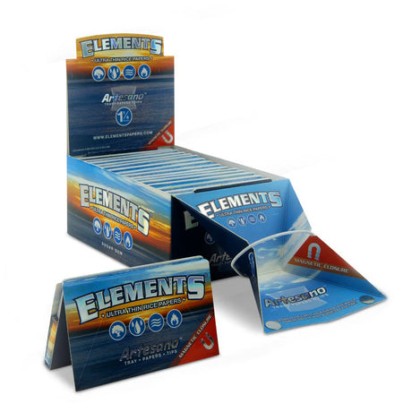 Elements Ultra Thin Rice Rolling Papers Artesano 1 1/4 Size Papers Tray & Tips 1 - 1/4" Size ONE