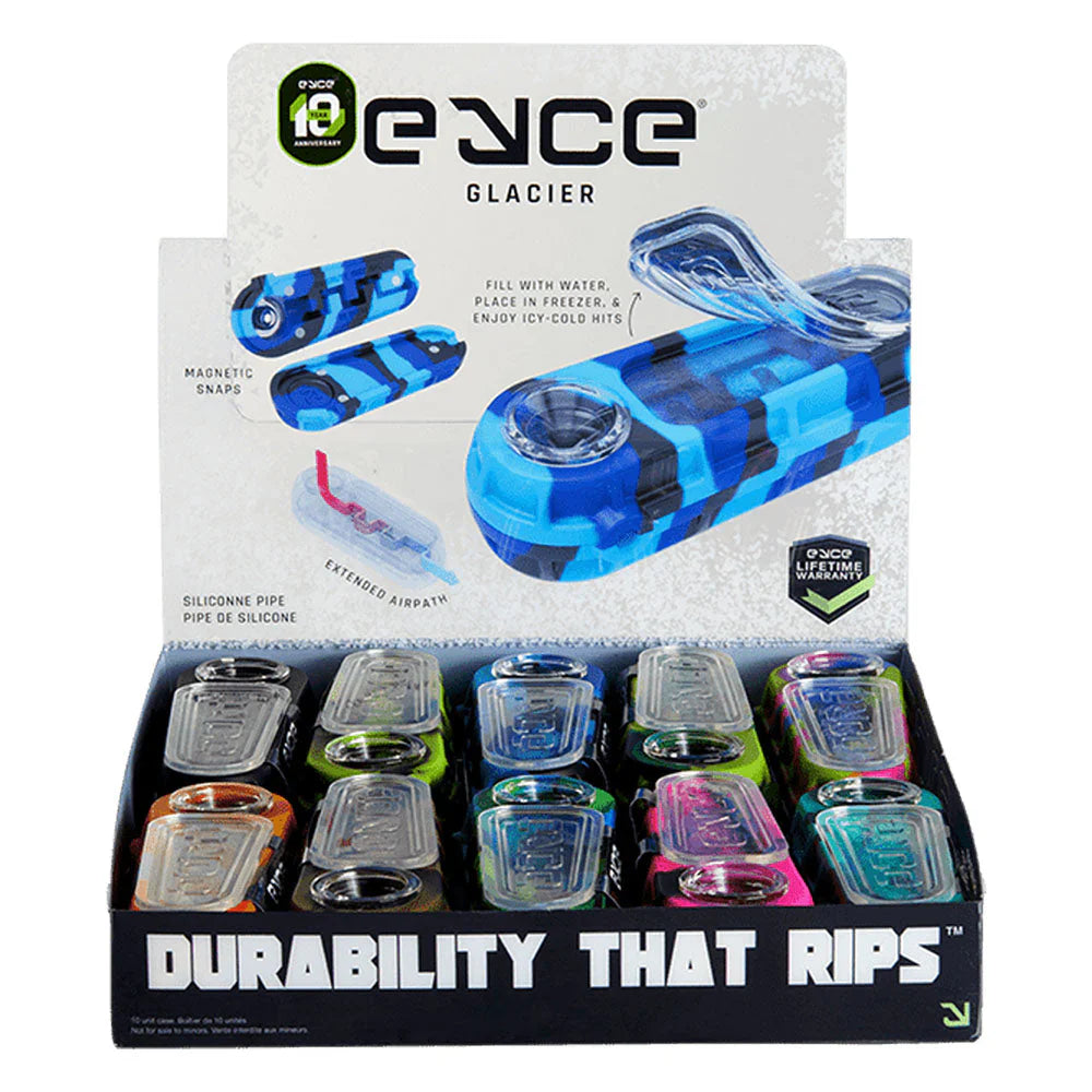 Eyce | Glacier Spoon Pipe Display – Pack of 10 (Assorted) Silicone Pipe Synergy Innovation