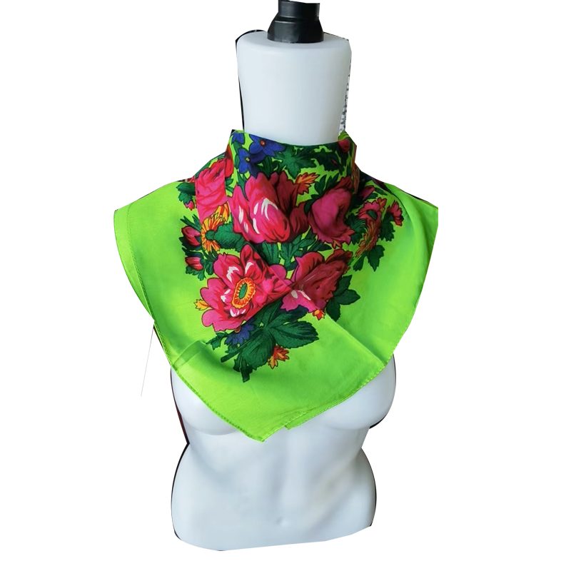 Metallic Kokum Floral Scarf Pack of 10 Scarf Canadian Distributor 30"x30" Neon Green