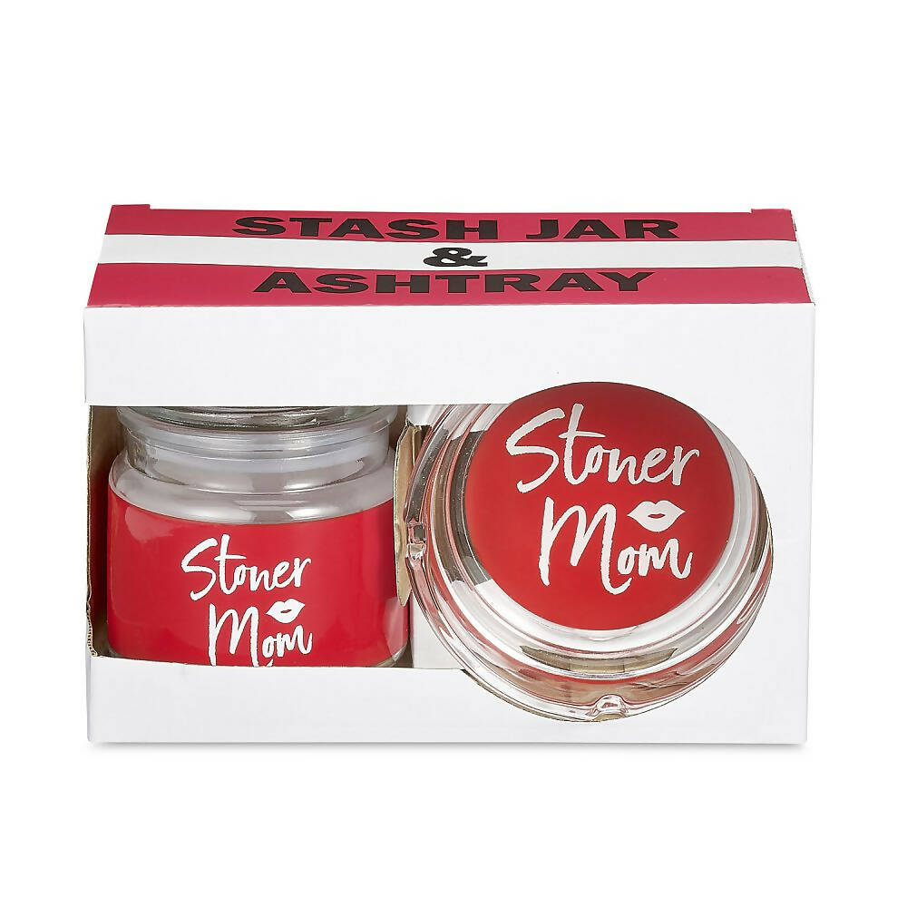 ASHTRAY AND STASH JAR SET - RED STONER MOM DESIGN Jar Roast and Toast Gifts