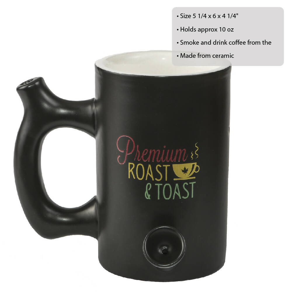 ROAST & TOAST PIPE MUG - SHINY BLACK WITH RASTA COLOR PRINT Mug Pipe Roast and Toast Gifts