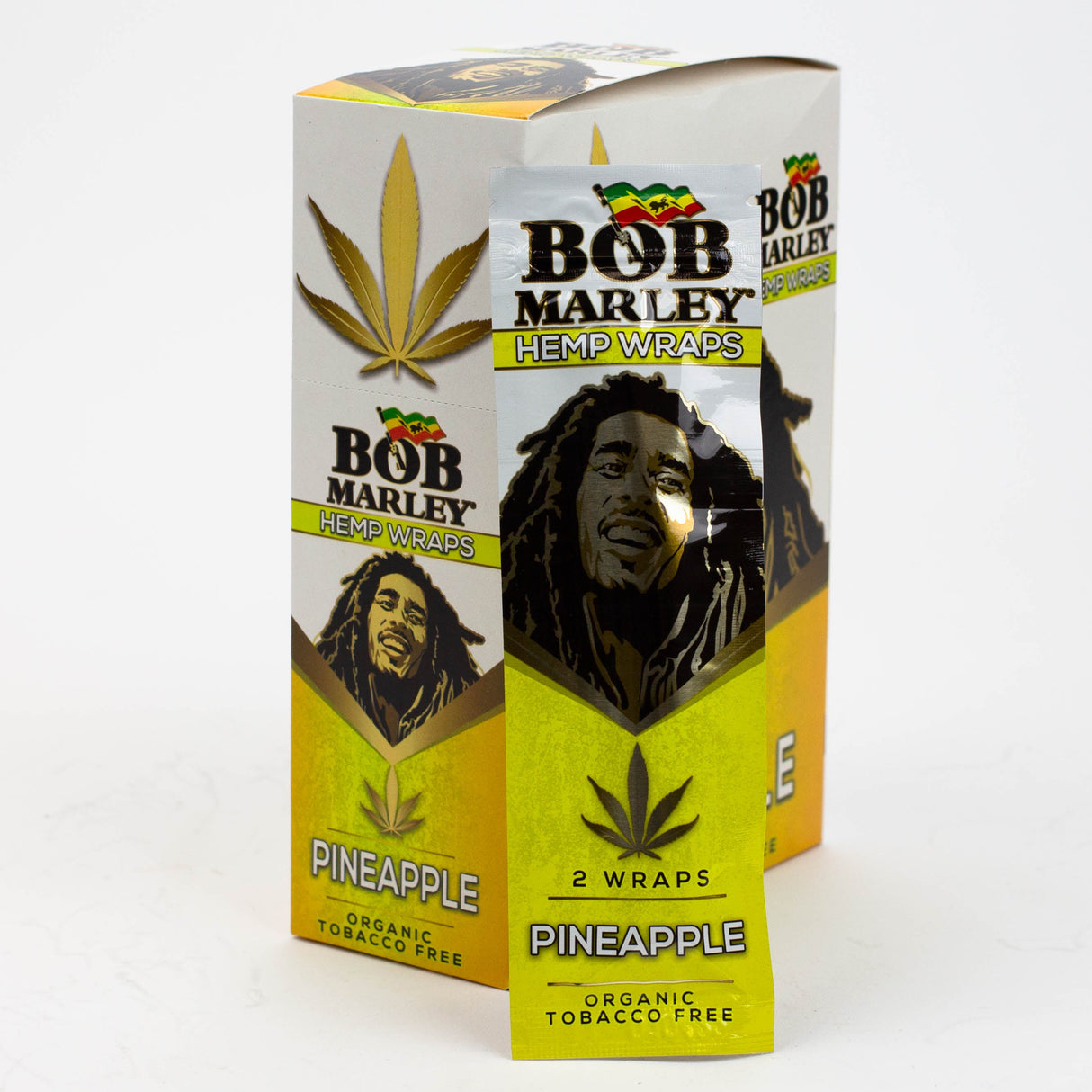 BOB Marley Hemp Wraps display Pack of 25 Leaf Wrap ONE Pineapple