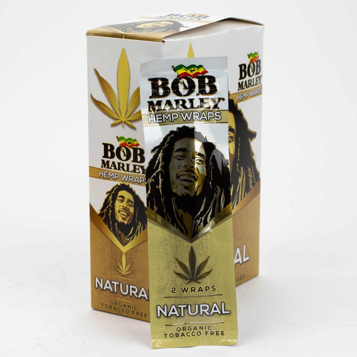 BOB Marley Hemp Wraps display Pack of 25 Leaf Wrap ONE Natural