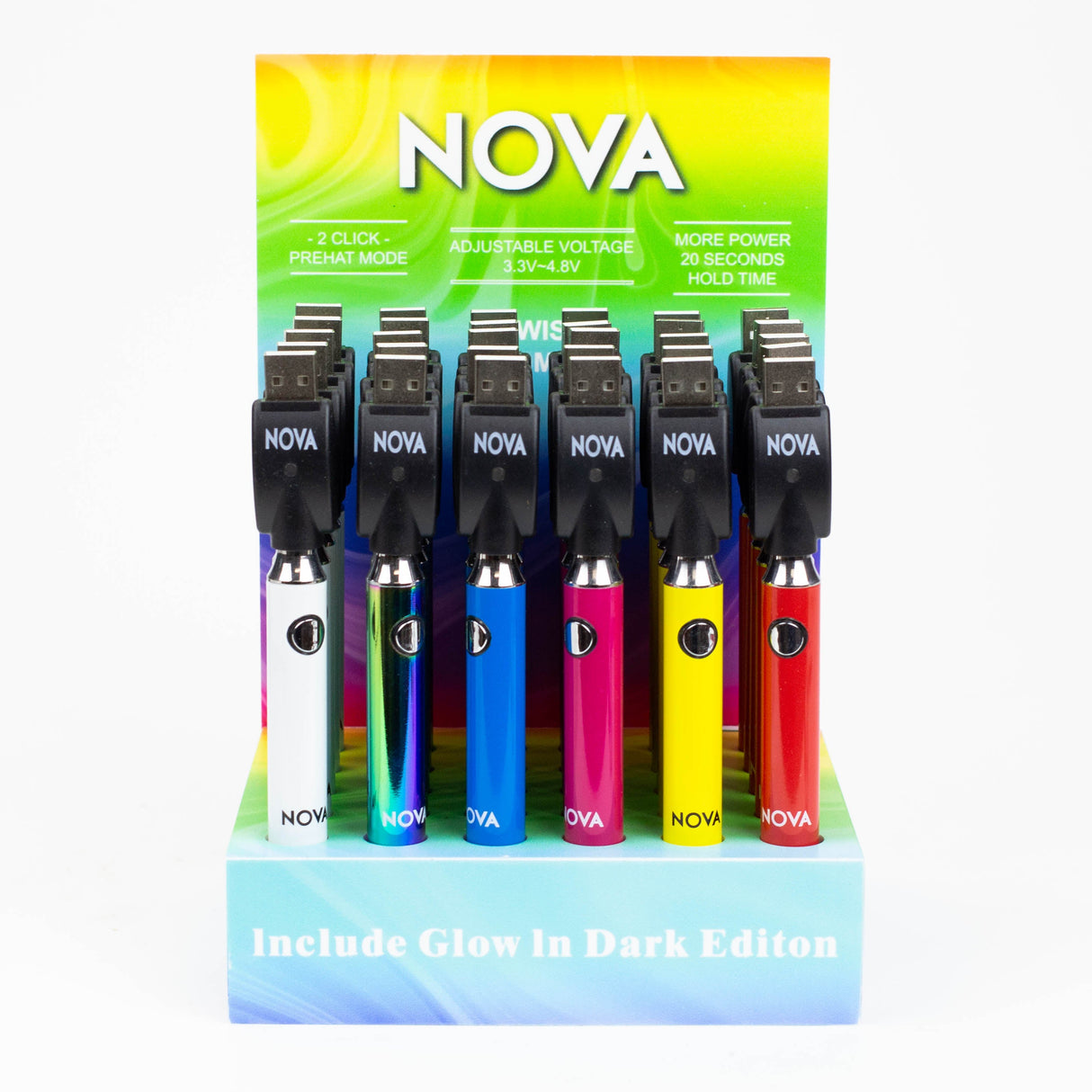 900 mAh Nova Twist Control Vape Battery with USB charger Display of 30 510 Battery ONE Mixed color
