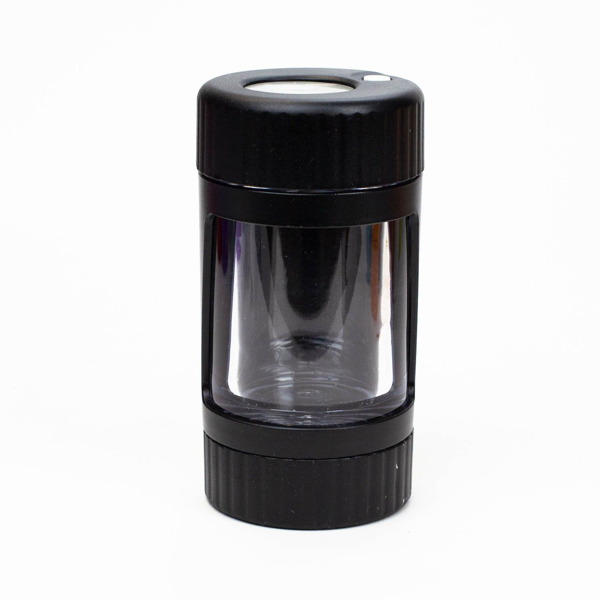 Z4-in-1 LED Magnify Jar with a grinder and one hitter Jar 777 Smoke Black