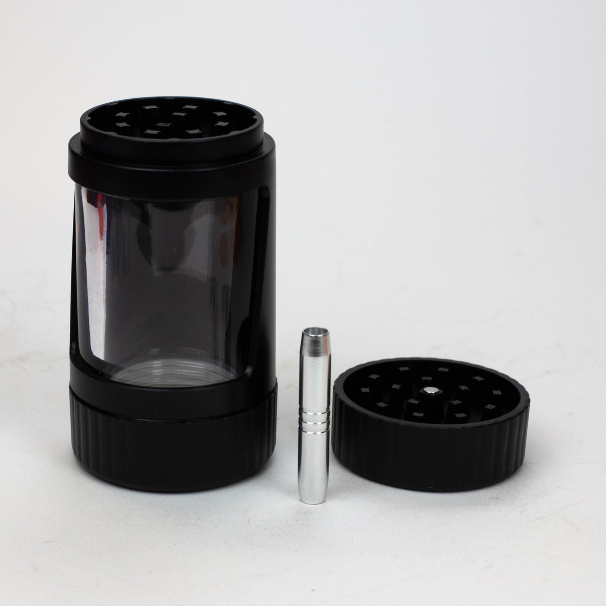Z4-in-1 LED Magnify Jar with a grinder and one hitter Jar 777 Smoke