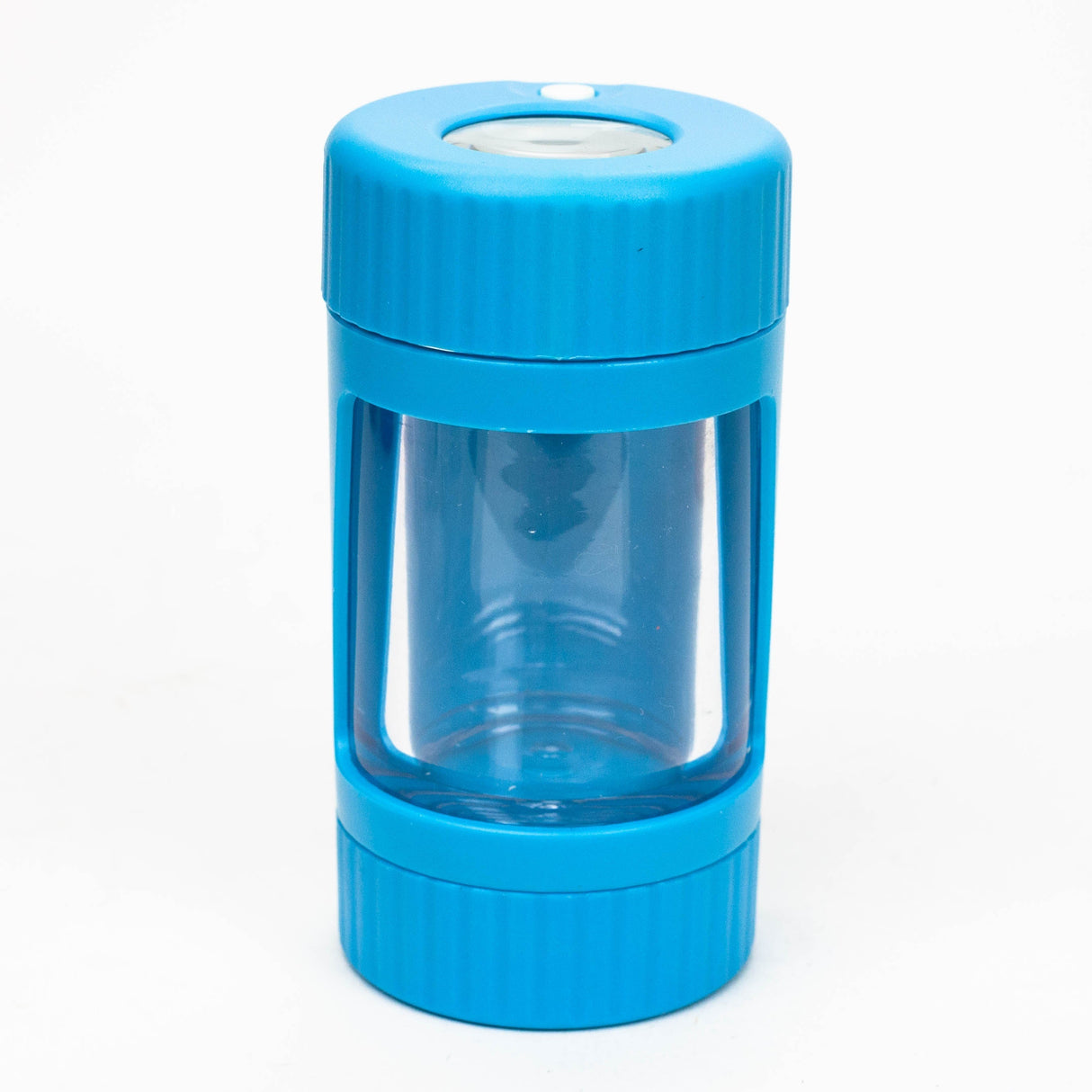 Z4-in-1 LED Magnify Jar with a grinder and one hitter Jar 777 Smoke Blue