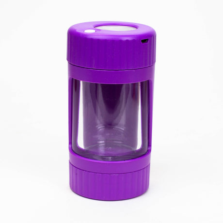 Z4-in-1 LED Magnify Jar with a grinder and one hitter Jar 777 Smoke Purple