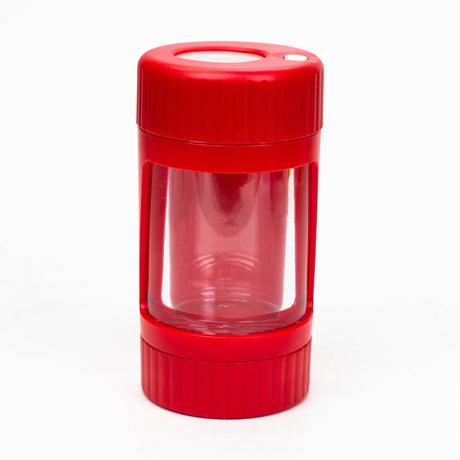 Z4-in-1 LED Magnify Jar with a grinder and one hitter Jar 777 Smoke Red