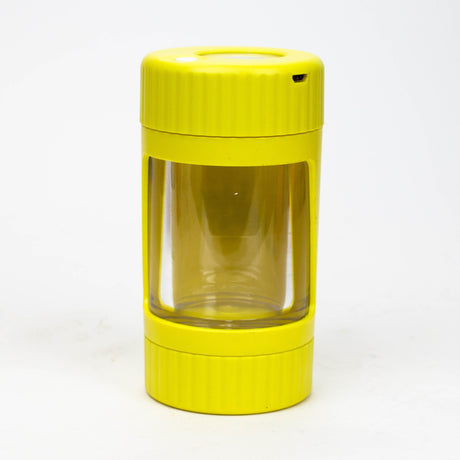 Z4-in-1 LED Magnify Jar with a grinder and one hitter Jar 777 Smoke Yellow