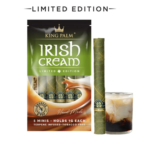 King Palm | 5 Mini Hand-Rolled with flavor tips Box of 15 Leaf Wrap Cannatron Irish Cream **Limited Edition