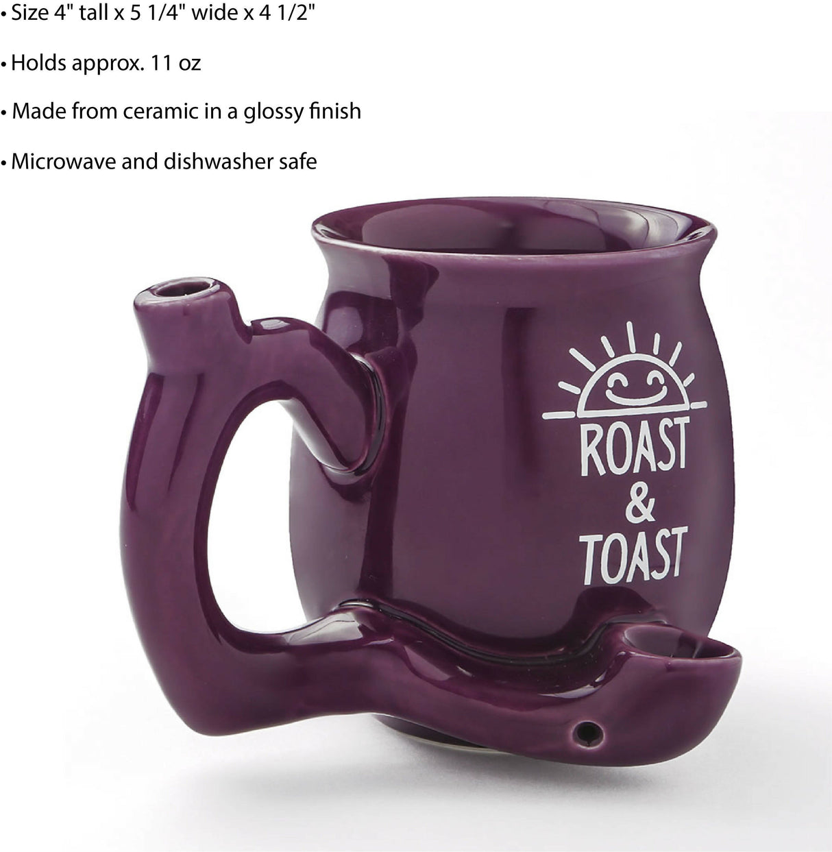 PREMIUM ROAST & TOAST PIPE MUG - SHINY PLUM WITH WHITE PRINT Mug Pipe Roast and Toast Gifts