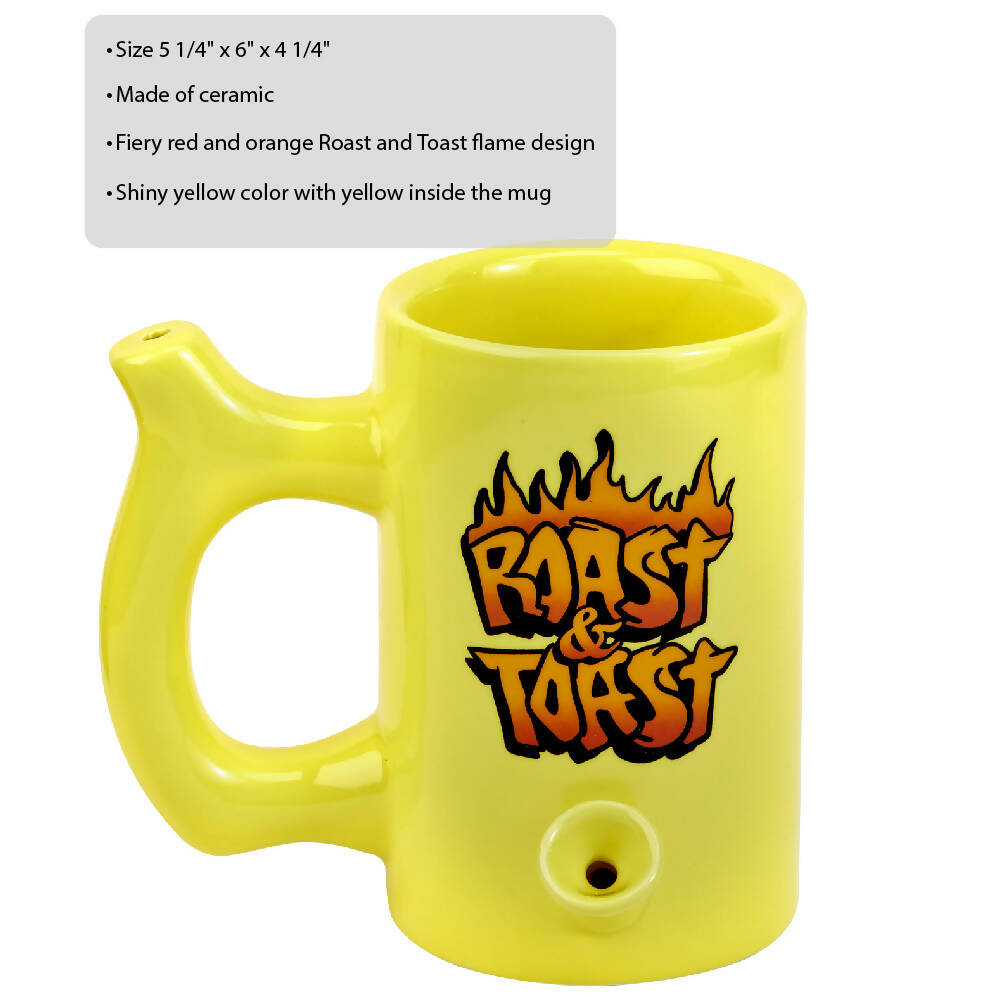 YELLOW ROAST & TOAST PIPE MUG WITH FLAME DESIGN Mug Pipe Roast and Toast Gifts