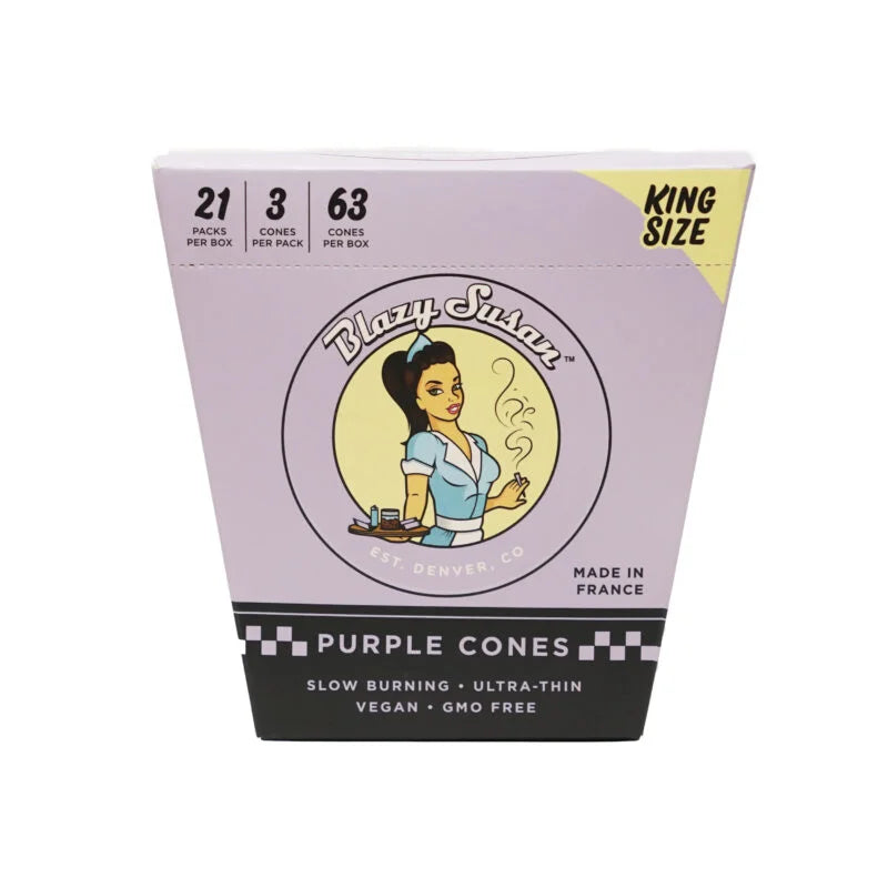 Blazy Susan | Purple King Size Cones Box of 21 Pre-rolled Cone (Display Pack) Smoking Cat Distribution