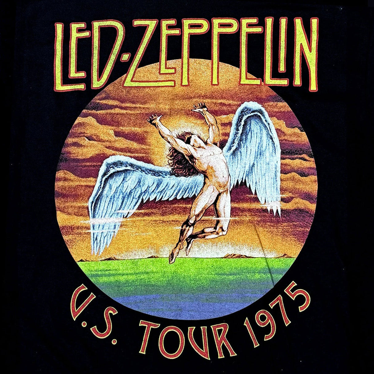 Led Zeppelin | "Swan 77 Distressed" Men's T-Shirt Black - Officially Licensed Short Sleeve Philcos