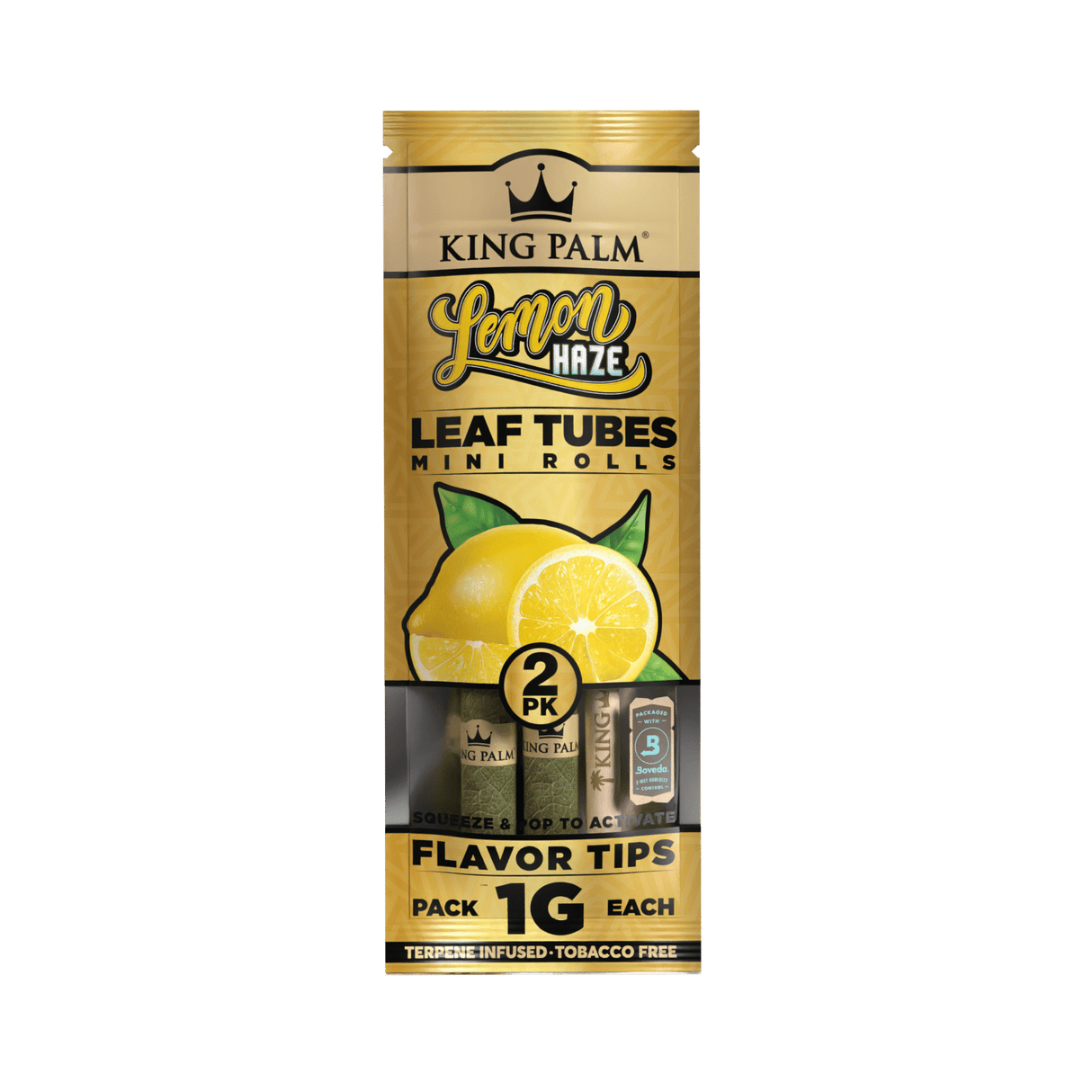 King Palm | 2 Mini Hand-Rolled with flavor tips Box of 20 Leaf Wrap Cannatron Lemon Haze