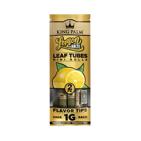King Palm | 2 Mini Hand-Rolled with flavor tips Box of 20 Leaf Wrap Cannatron Lemon Haze