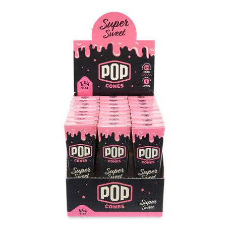 Pop Cones | 1 1/4 6pk Pre-Rolled Cones with Flavor Tip 24ct Display Pre-rolled Cone (Display Pack) Cannatron Super Sweet