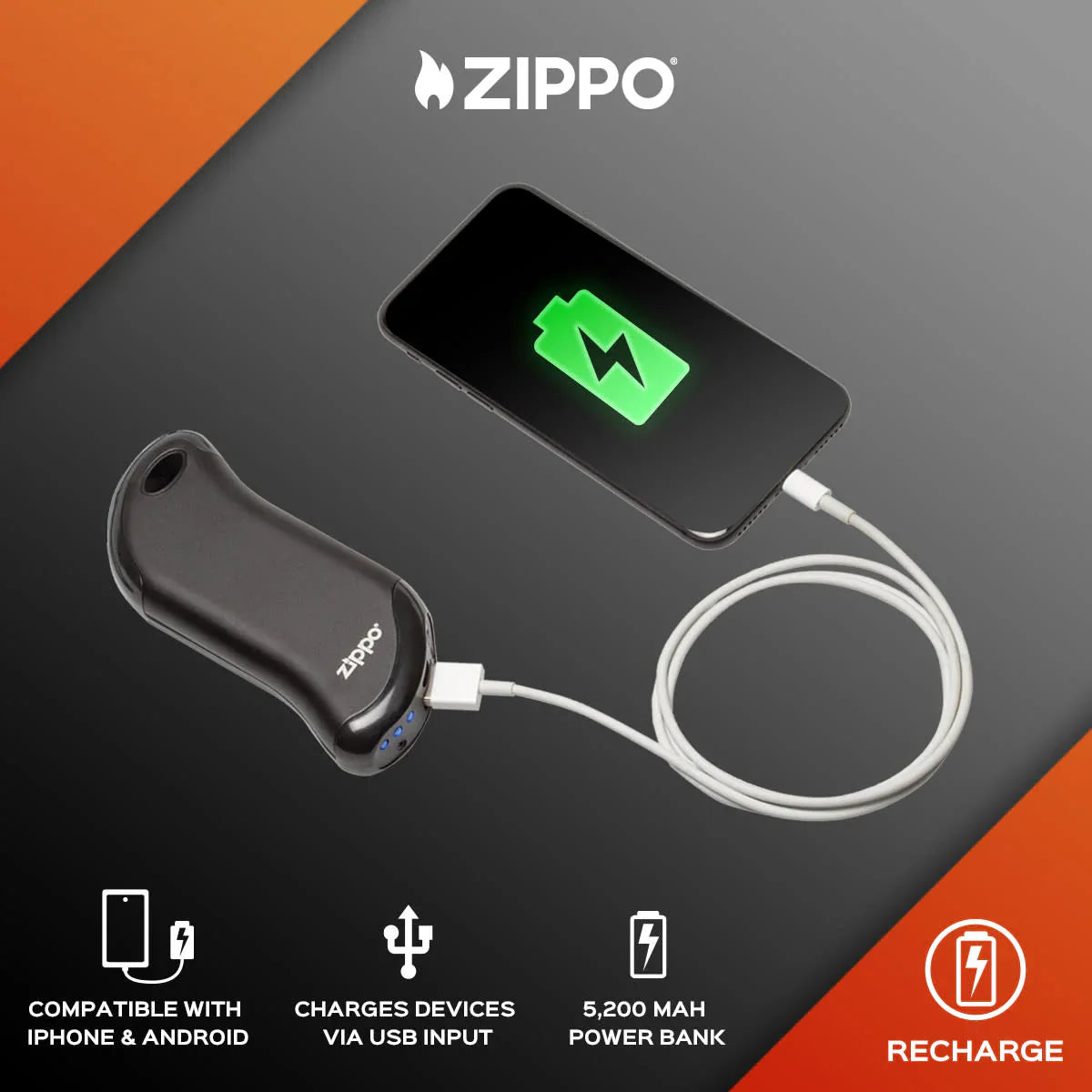 Zippo HeatBank® 9s Rechargeable Hand Warmer - Silver 40595 Battery ONE