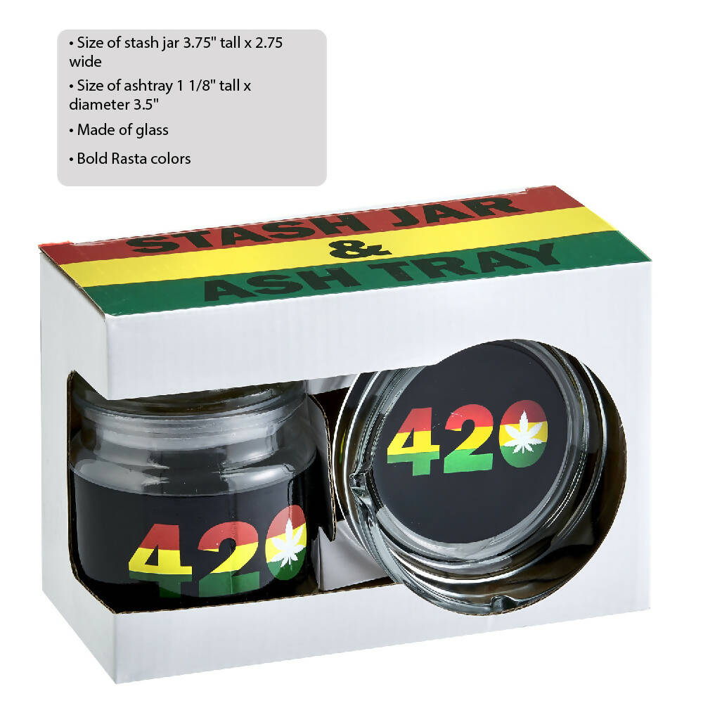 ASHTRAY SET WITH STASH JAR - 420 DESIGN Jar Roast and Toast Gifts