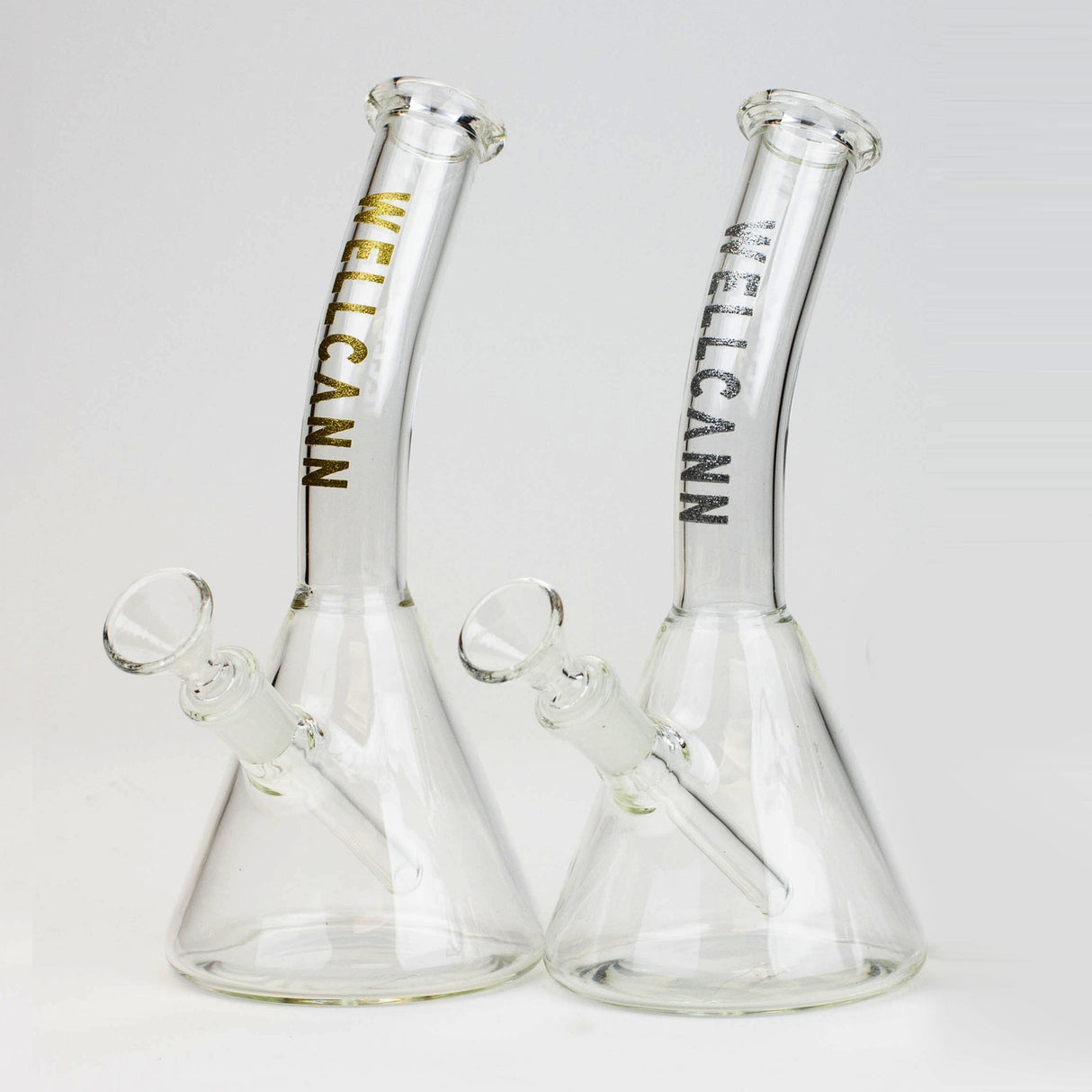 WellCann | 8" Clear Glass Beaker Bong with Bent Neck Glass Bong Smoking Cat Distribution
