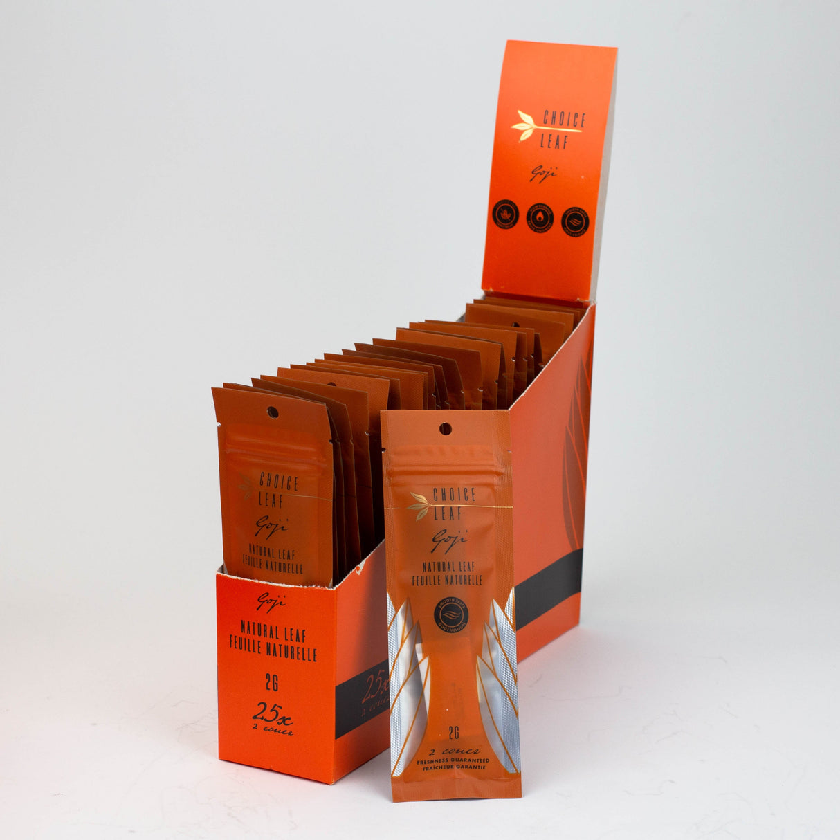 Choice Leaf - Goji Cones (Pack of 2) - Carton of 25 Leaf Wrap ONE 2 g