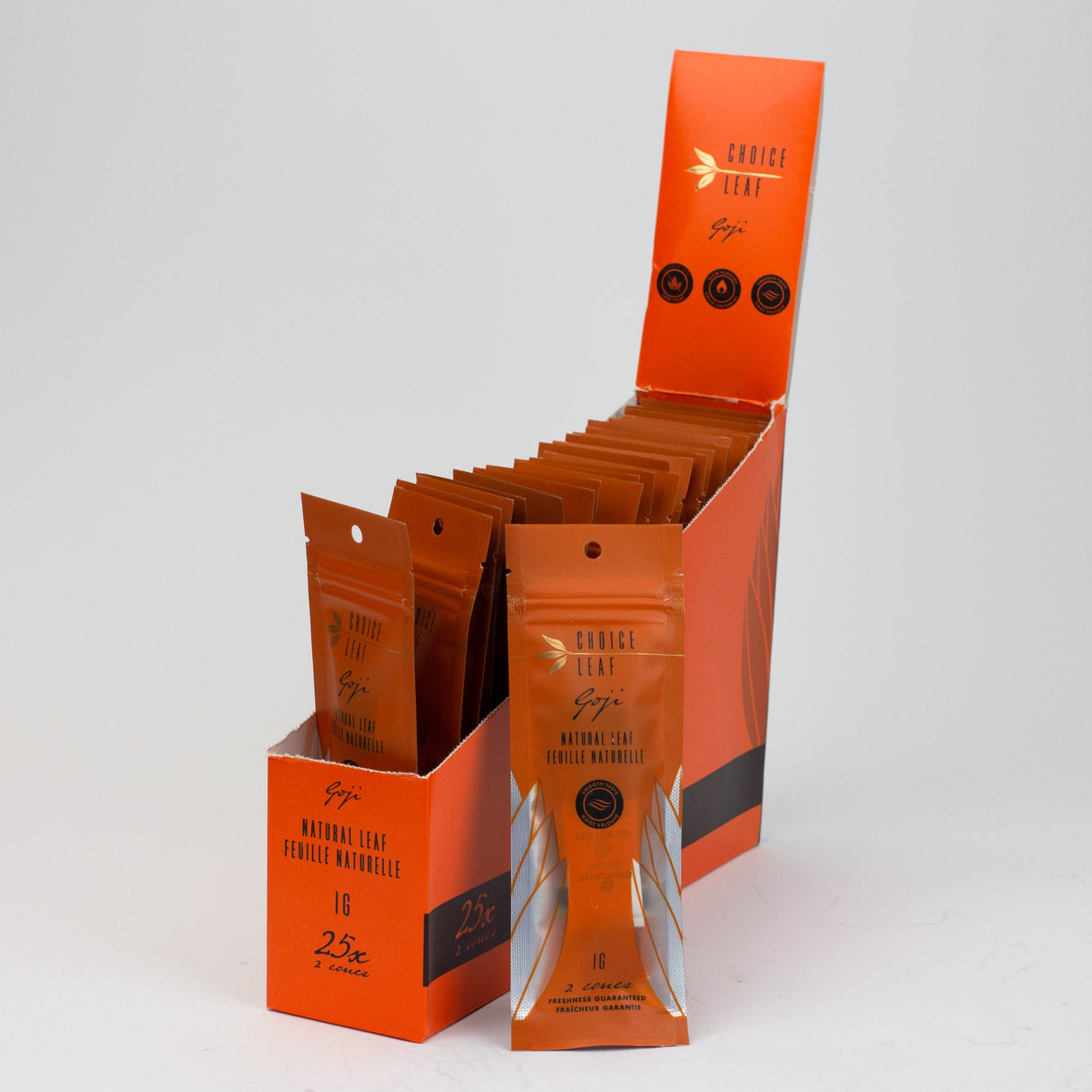 Choice Leaf - Goji Cones (Pack of 2) - Carton of 25 Leaf Wrap ONE 1 g