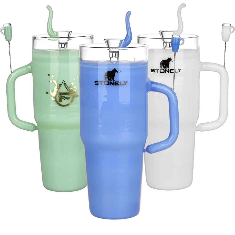 Pulsar | 8.5" Stonely Cup Water Pipe – Unique Insulated Cup Design Glass Bong Smoking Cat Distribution