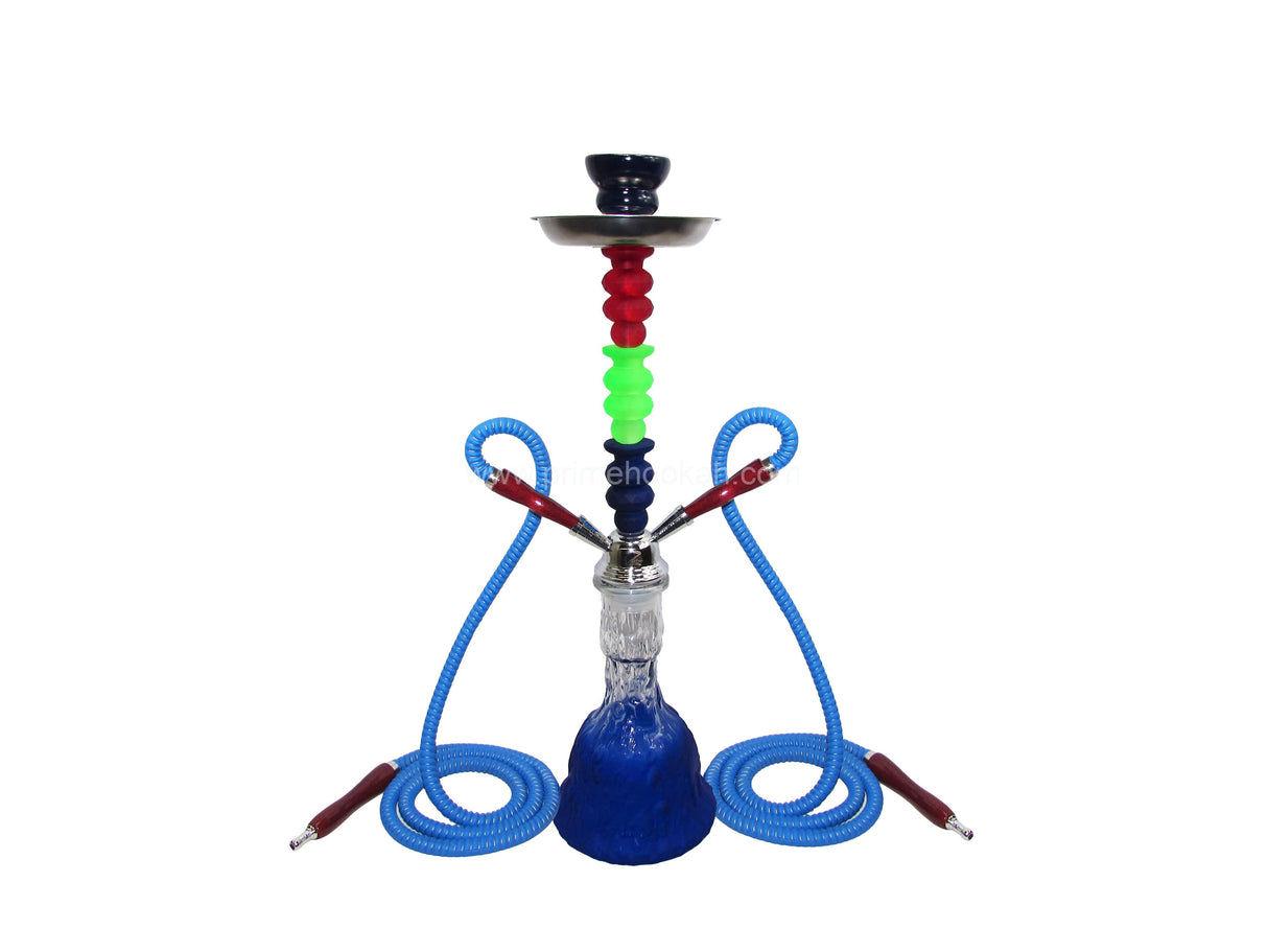 Zebra Smoke | Rainbow Hookah Two Hose 19" tall Hookah Jatiimports LLC Blue