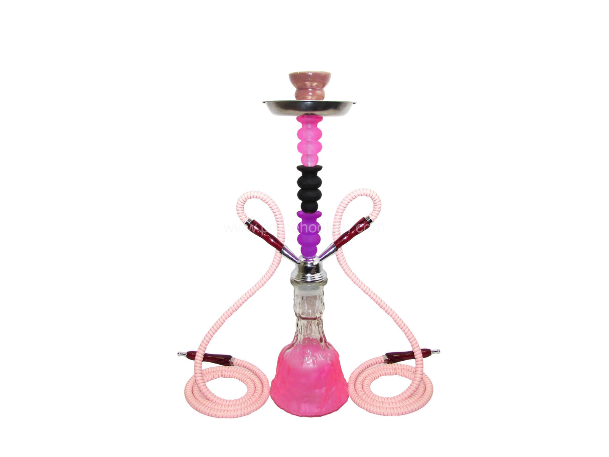 Zebra Smoke | Rainbow Hookah Two Hose 19" tall Hookah Jatiimports LLC Pink
