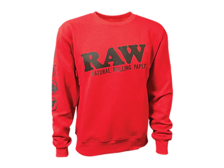 Raw | Crew Neck Red Sweatshirt Long Sleeve Smoking Cat Distribution Large
