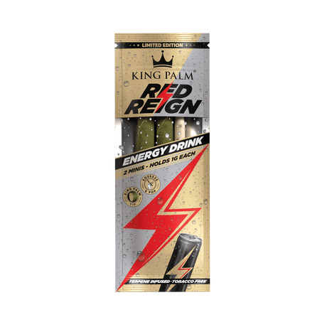 King Palm | 2 Mini Hand-Rolled with flavor tips Box of 20 Leaf Wrap Cannatron Red Reign (Energy Drink)